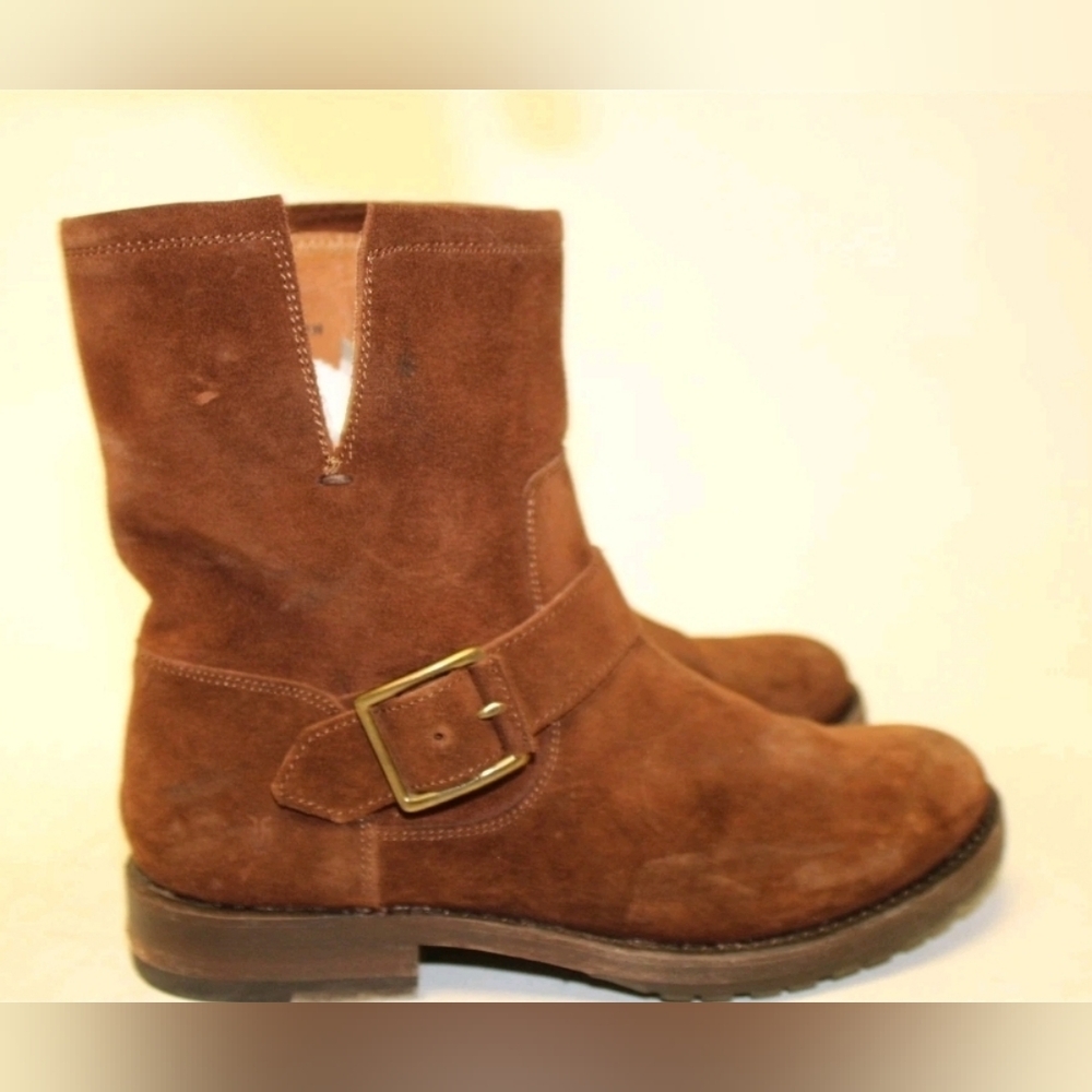Frye Natalie Short Engineer Brown Suede Pull On Boots 7 - Picture 4 of 10